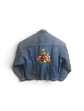 VINTAGE DISNEY STORE EMBROIDERED MICKEY MOUSE AND FRIENDS DENIM JACKET XL
