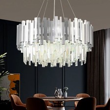 Modern Crystal Pendant Light Kitchen Island Silver Decoration Interior Light