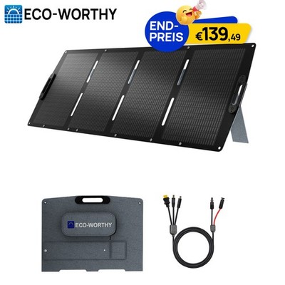 ECO-WORTHY Tragbares Solarpanel 200W monokristallines Silizium Wohnmobil Camping