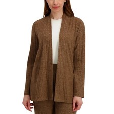 Andrew Marc Women's XS Brown Ribbed Open Front Cardigan Sweater M0801