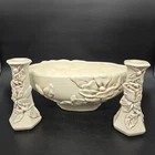 Red Wing Pottery Magnolia Console Bowl and Candlesticks Ceramic 3 pc 1223 1324