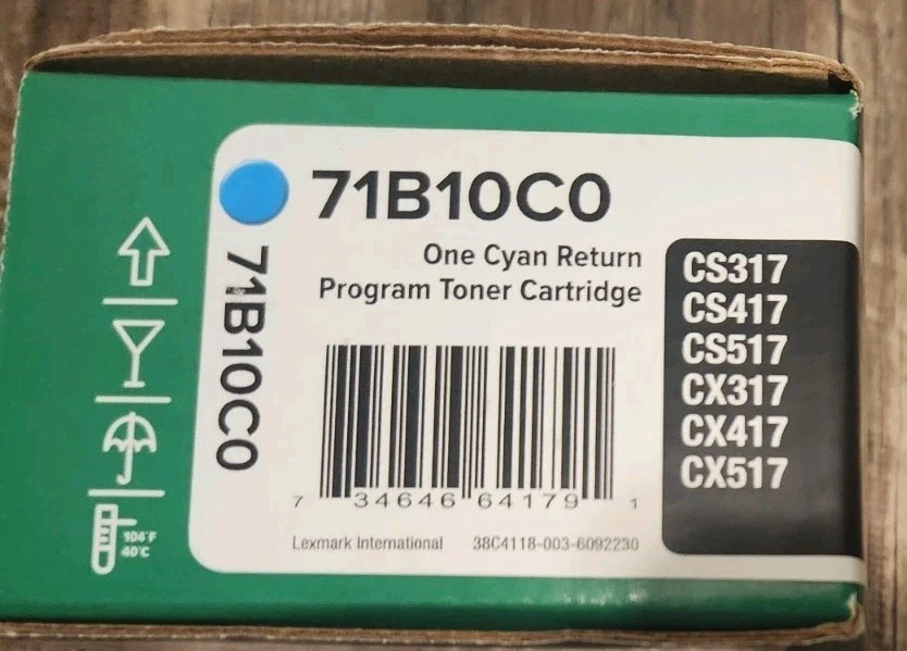 Lexmark 71B10C0 CS317dn CX317dn CS417dn CX417de CS517de CX517de Cyan Return P... - Image 2 of 3