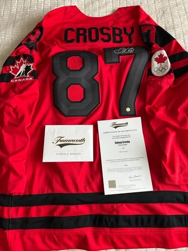 Signed Sidney Crosby 2022 Olympics Nike Replica Black Jersey Frameworth Canada