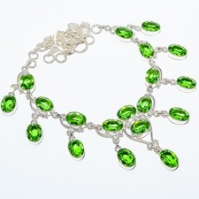 Peridot Gemstone 925 Sterling Silver Necklace 17.99" TN7524-655