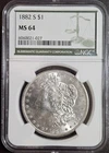 1882-S Morgan Silver Dollar NGC MS 64 With Green Label