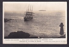Maritme Shipping WRECK HERZEGON CECILE + Queen Mary 1936 Salcombe Devon RPPC