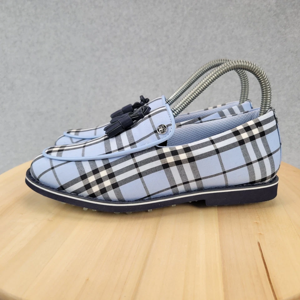 Zapatos de golf para mujer G/FORE Tassel Cruiser Gallivanter azul claro azul marino a rayas a cuadros Foto 2 de 4