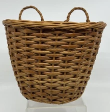 Vintage Woven Wicker Wall-hanging Gathering Basket 7 x10 French Primitive
