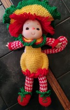 Vintage Strawberry Shortcake Handmade Crochet Doll Hair Vinyl head  hands