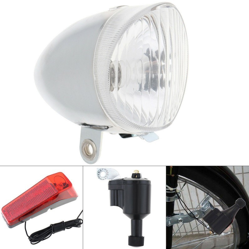 Kit éclairage vélo dynamo 6V complet phare avant et feu arrière pour bicyclette