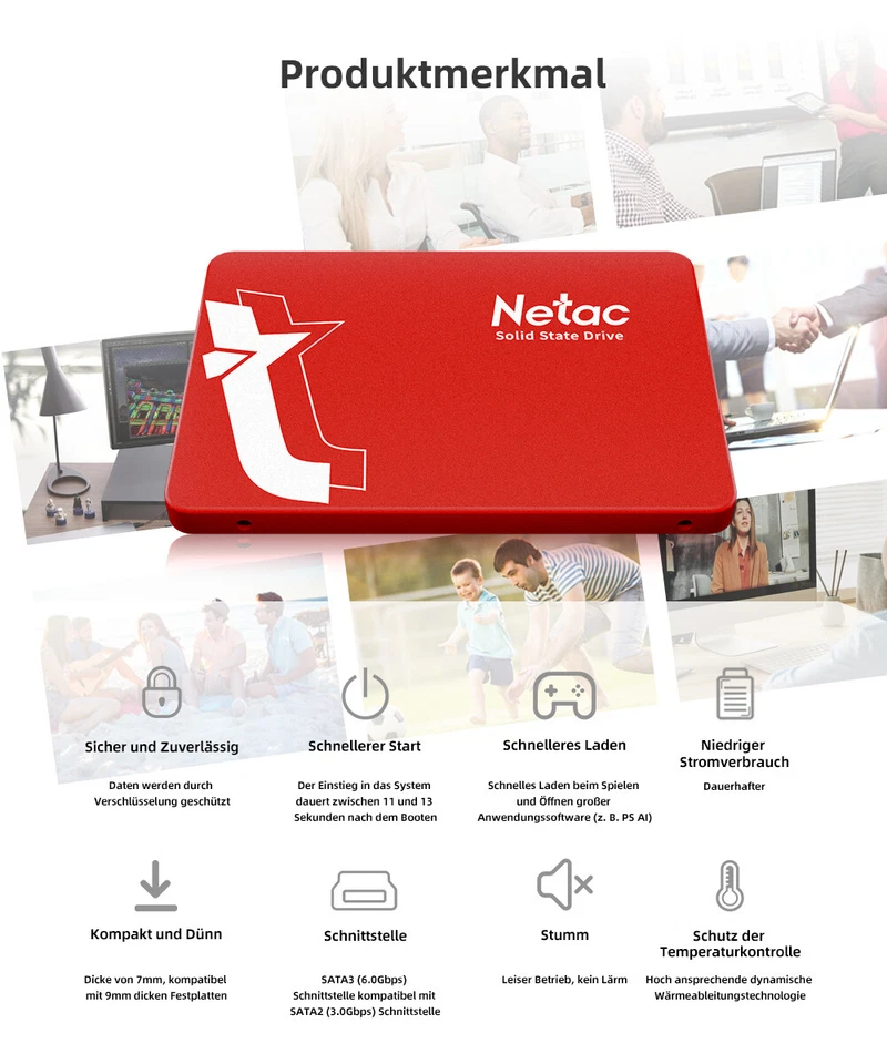 Netac 2TB 1TB 512GB 256GB Interne Festplatte SSD 2,5'' SATAIII 6Gb/s PC/Laptop - Bild 4 von 4