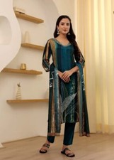 Women' s Viscose Rayon Embroidery Kurta with Pant  Dupatta