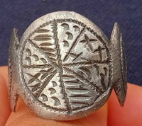 RARE Legionary Ancient late Roman Silvered Amazing Seal Ring Carved 