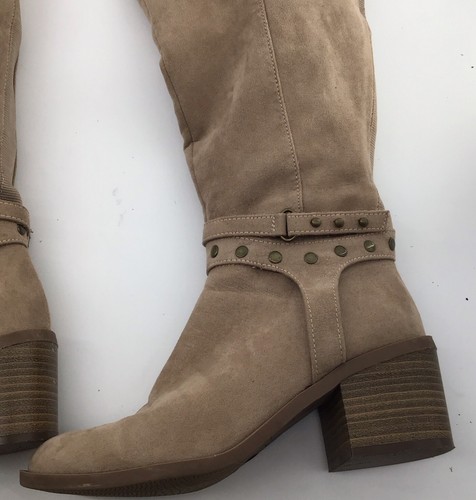 Francesca’s Taupe Faux Suede Knee-High Wedge Boot Size 7M “Cattle” Boot - Picture 12 of 15