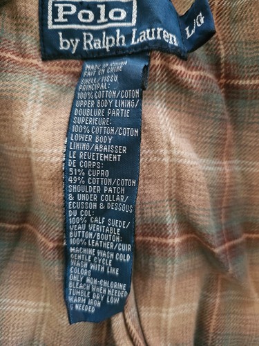 Chaqueta Ralph Lauren Marrón Terciopelo Cuero Recortado Pana Plumón L - Imagen 12 de 13