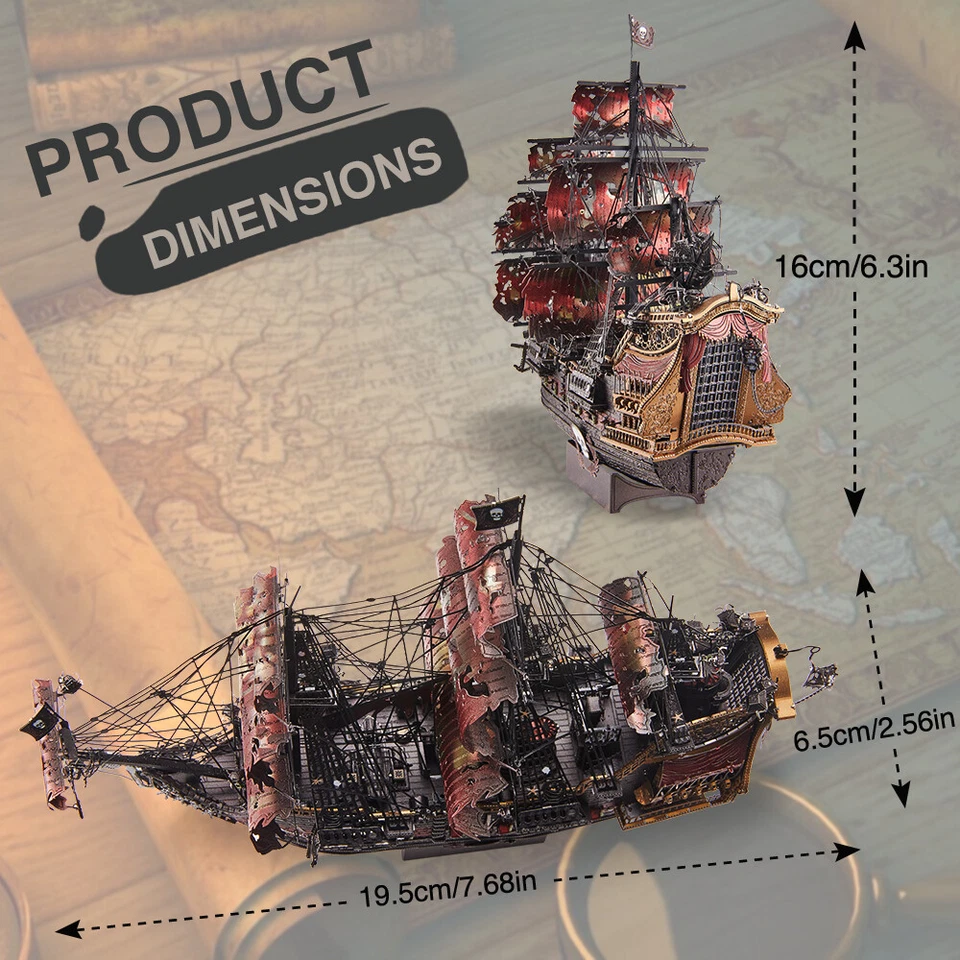 Piececool 3d Puzzles for Adult The Queen Anne'S Revenge Metal Model Kits Gifts - Image 3 of 4