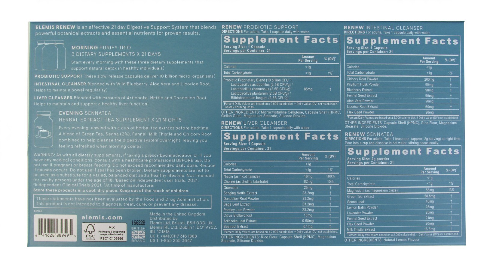 Elemis Renew 21 Day Digestive Support System . DIETARY SUPPLEMENTS Exp