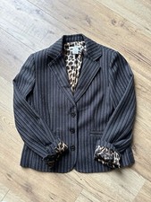 Cabi Joey Pinstripe Blazer Size 8 Black Gray Business Career Dark Academia