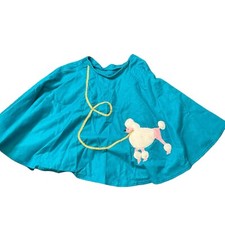 Poodle Skirt Womens Handmade Blue 80's Felt Circle Skirt Costume 36" Waist