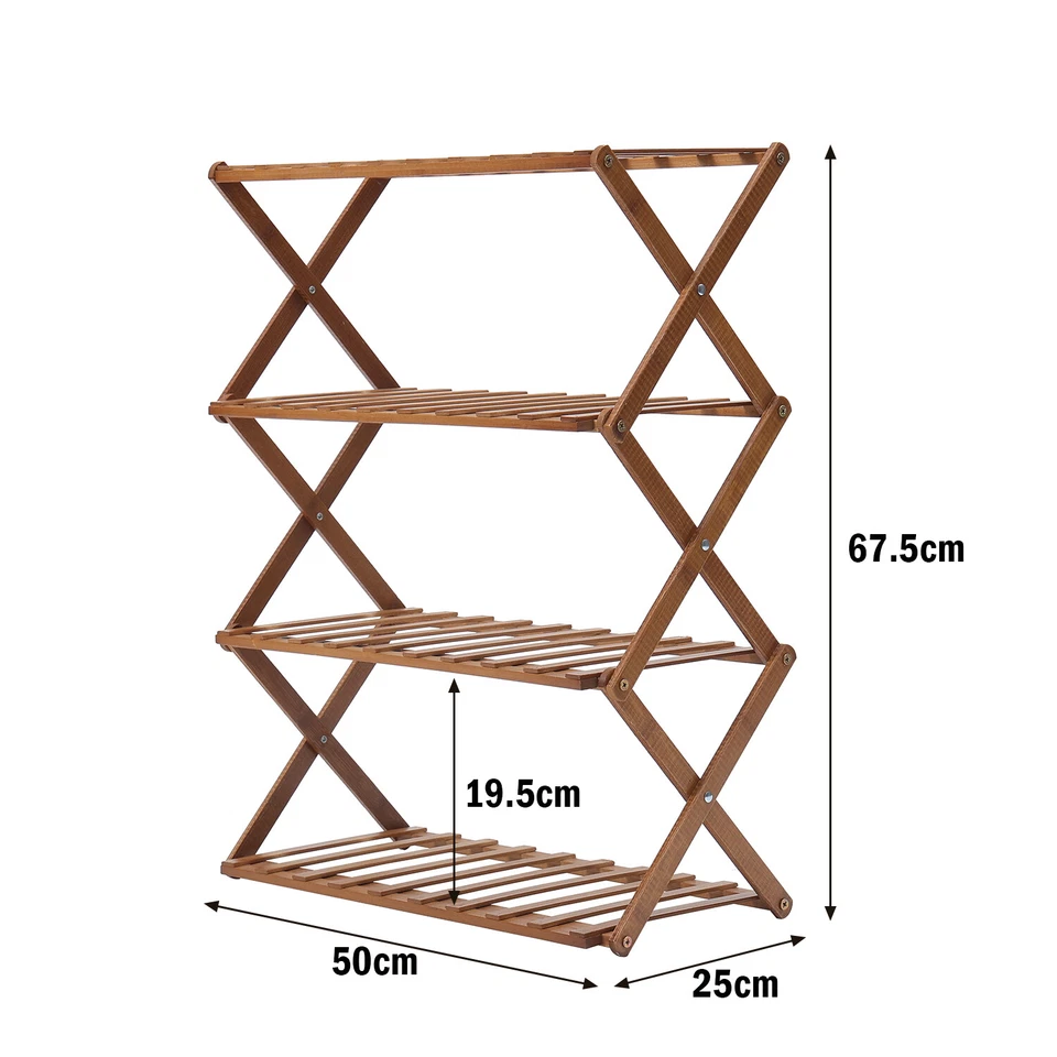 Bambus Regal 4 Etagen Schuhregal Schuhablage klappbar Schuhbank Schuhständer - Bild 2 von 4