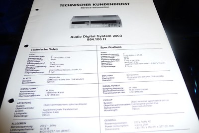 Service Manual-Anleitung für Nordmende Audio Digital System 2003  ,ORIGINAL