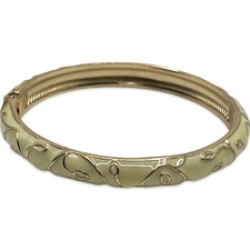 Vintage Goldtone Off White Enamel Hinged Bangle Bracelet