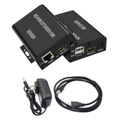 60m HDMI KVM Extender Transceiver Over Cat6 Cable Support USB Keyboard and Mouse