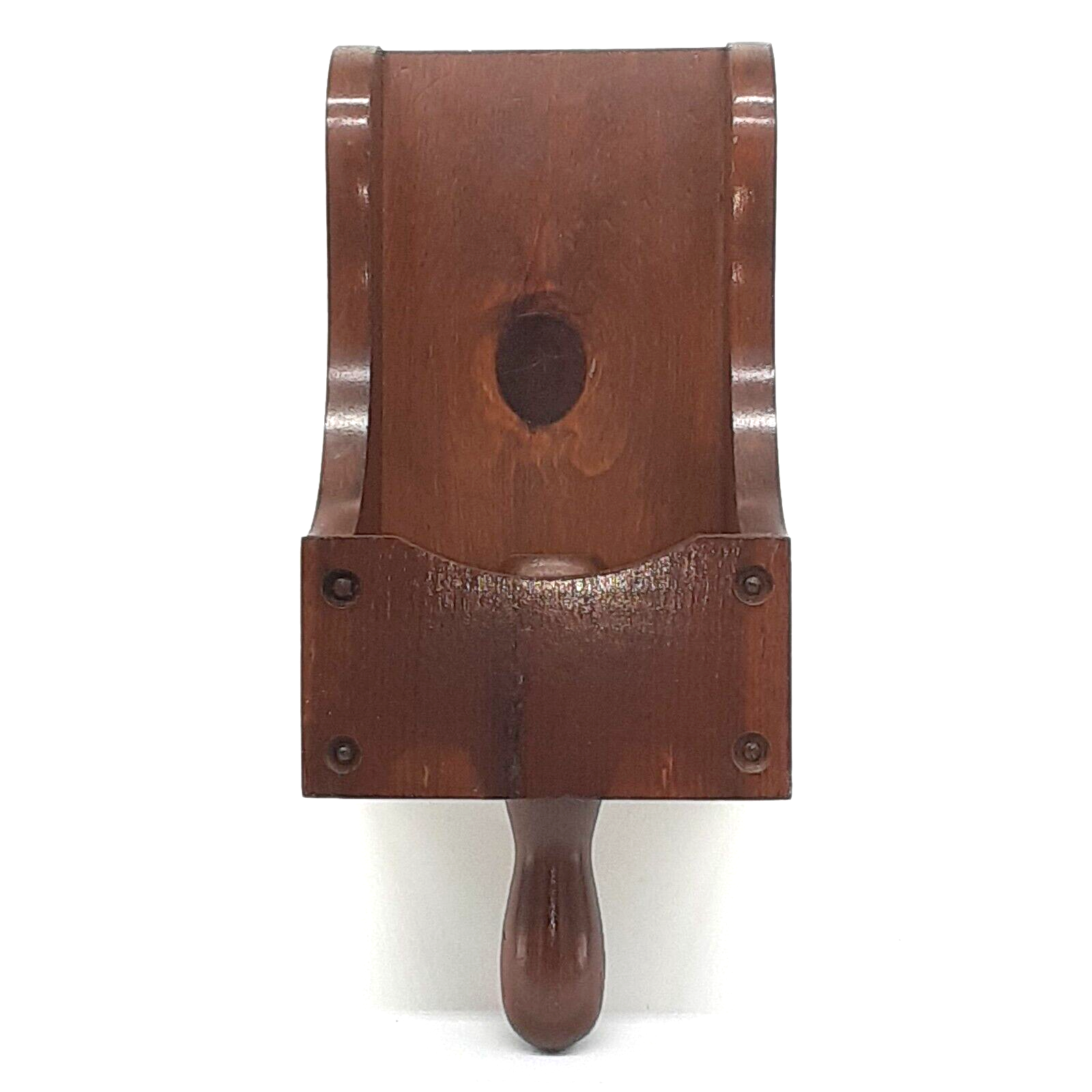 Vintage Colonial Wood Wall Sconce with Hand Scoop Candle Holder