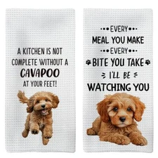 Cavapoo Dog Kitchen Towels Set of 2 Cavapoo Gifts Hand Towels Gifts for Cavap...