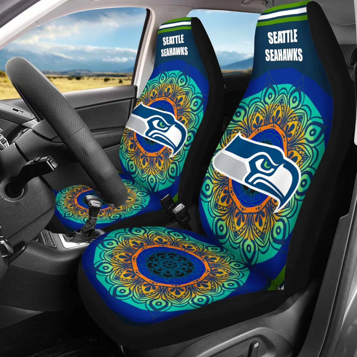 Seattle Seahawks Car Seat Cover 2Pcs Personalized Nonslip Auto