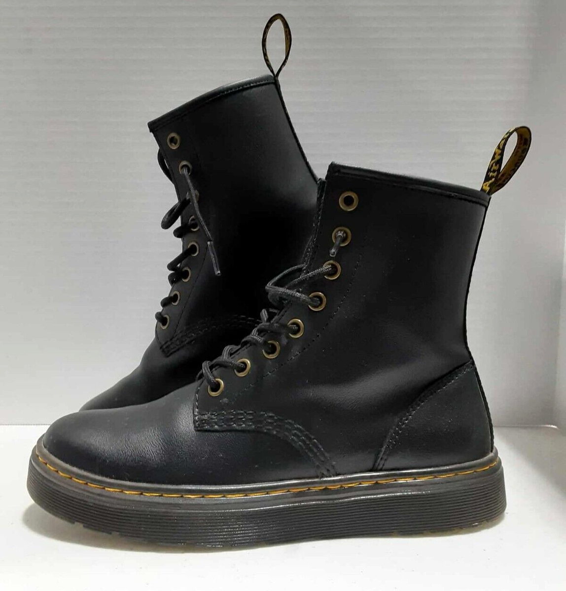 Doc Martens Womens Zavala Black Combat Leather Lace Up Ankle Boots Size
