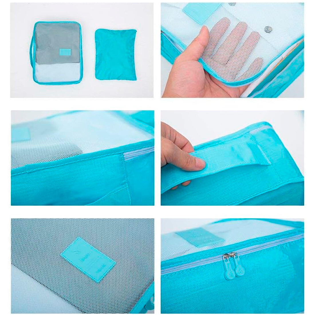 CCAIPU 6 pezzi Organizer per Valigie, Set di Cubi da Viaggio Durevoli, Borse Organizer per Valigie, Accessori da Viaggio (Blu navy