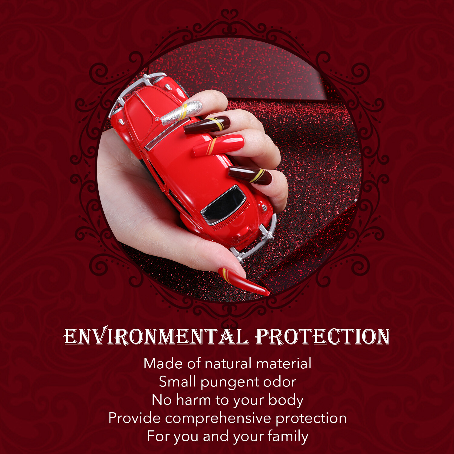 8 Colors 10g Dipping Powder System Red Glitter Acrylic Nails Powder