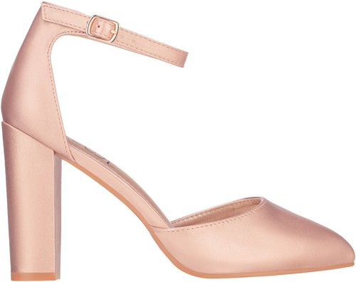 NEW Women's Point Toe Chunky Heeled Pumps Ankle Strap Pumps High Heel Pump - Imagen 49 de 51