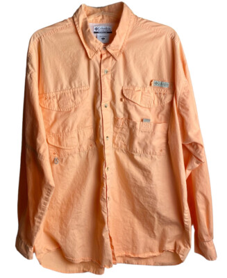 Chemise Columbia PFG OmniShade - Manches Longues - Orange Pêche - Taille XL - Occasion