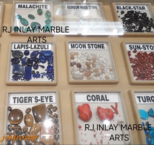 100% Genuine Stone I Handmade Antique Side Table Inlaid Semi Precious Gemstones - Picture 10 of 14