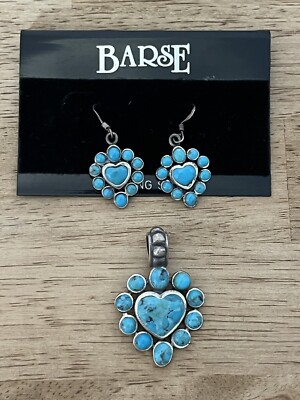 Barse Sterling Silver Turquoise Heart Dangle Earrings Pendant