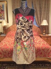 ROMANTIC ELEGANT VALENTINO floral print  draped details cotton/silk Dress