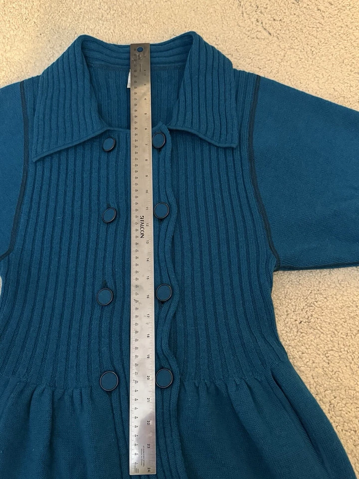 Impresionante Missoni M verde azulado aqua suéter abrigo vestido cárdigan 42 Italia 100% lana Foto 4 de 4