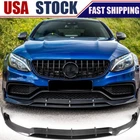 REAL CARBON Front Bumper Lip Spoiler For Benz W205 C205 C63 S  Coupe Bodykit