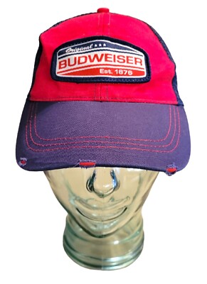 Original Budweiser 1876 Distressed Snapback Trucker Mesh Hat Cap