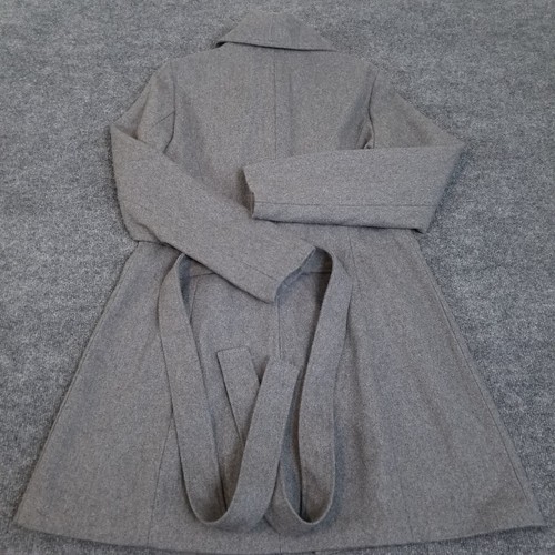 Guess Women’s Pea Coat Gray Wool Blend Size L Belted Jacket - Picture 19 of 23