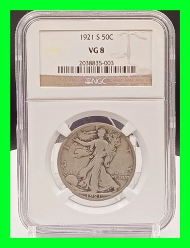 KEY DATE 1921 S Walking Liberty Half Dollar NGC VG8 - Nicely Circulated - Walker