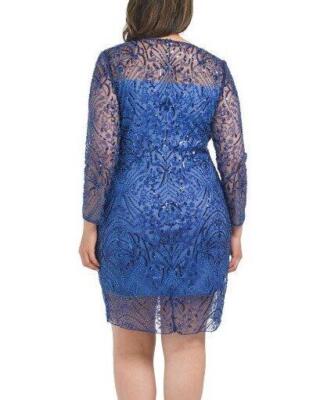 white christmas dresses Tadashi Shoji Women's Lou Embroidered Crepe Bell Sleeve Dress main image 1