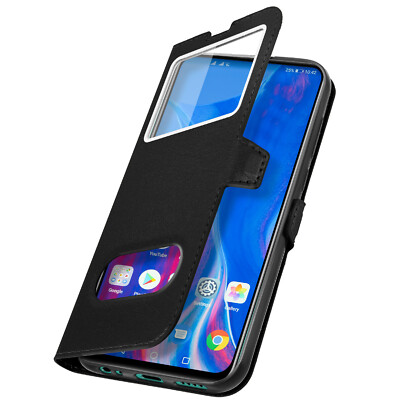Huawei P Smart Z/Y9 Prime 2019, Honor 9X Flip Cover Doppelfenster   Schwarz
