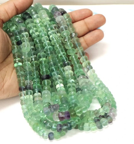 Natural Multi color Fluorite Faceted Rondelle Beads, AAA Quality 16" Fluorite - Picture 9 of 9