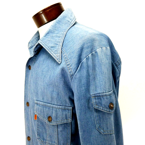 Vtg 70s LEVI'S Denim Shirt Orange Tab 