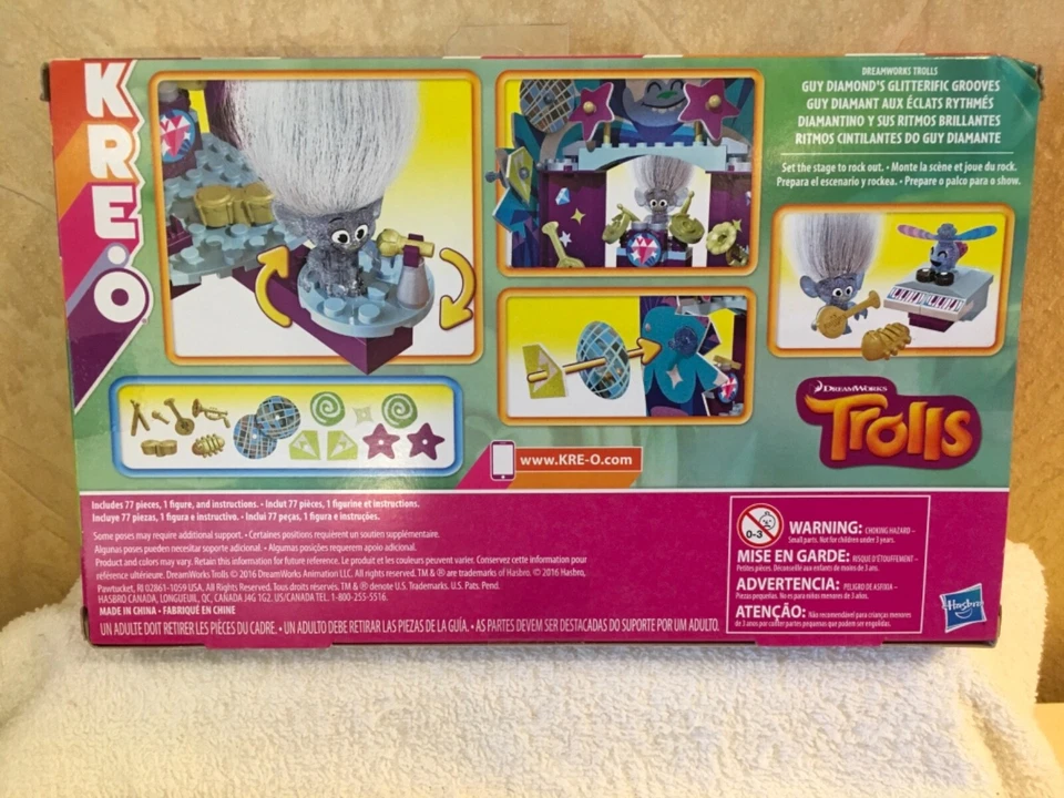 Juego de bloques de construcción Kreo Trolls Guy Diamond Glitterrific Grooves NUEVO Foto 2 de 2