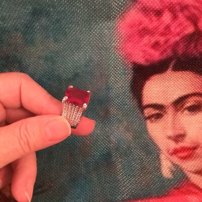 Vintage Statement Runway Jewellery Large Red Cocktail Deco Dress Ring  Jewelry | eBay