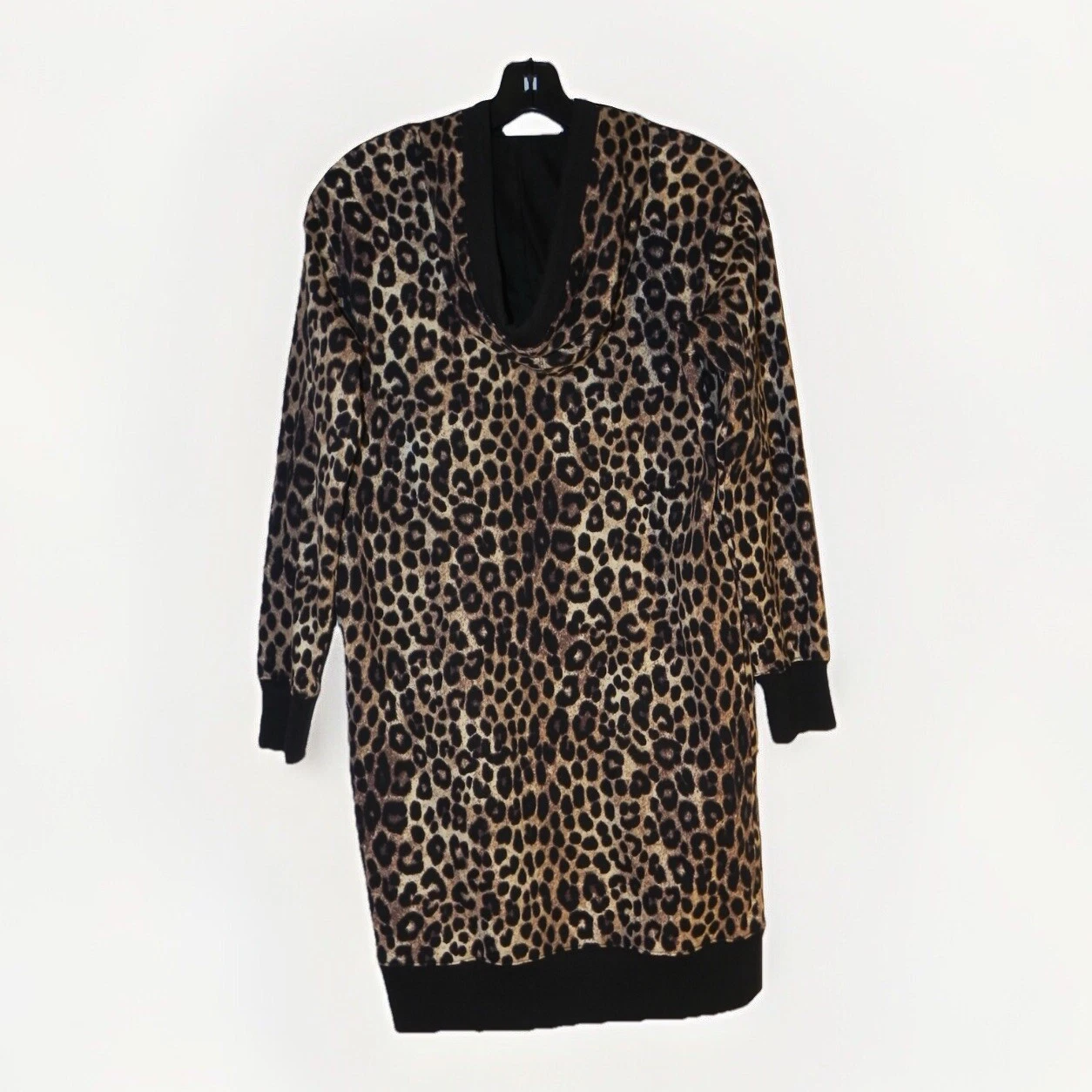 Abito Michael Kors nuovo con etichette stampa leopardata manica lunga cotone spugna felpa con cappuccio XS